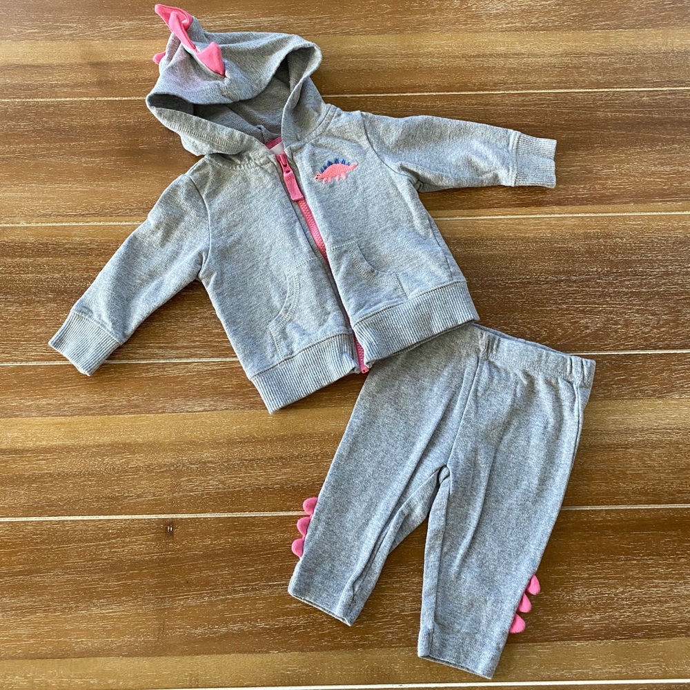 Carter’s dino gray and pink 2-piece set